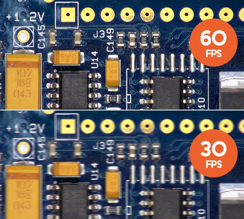 The difference between 60 frames per second and 30 frames per second