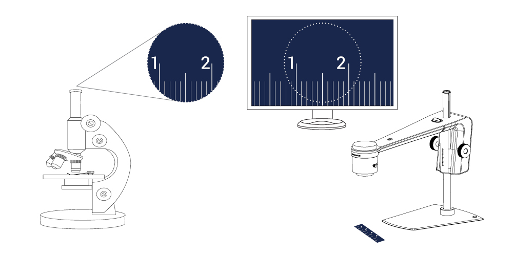 Comparison field of view digital and optical microscope
